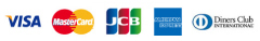 VISA(ビザ)、mastercard(マスターカード)、JCB(ジェイシービー)、アメリカン・エキスプレス、ダイナースクラブ